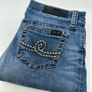 Seven7 Bootcut Jeans Women's Sz 28 Distressed Low Rise Stretch Denim Pants X5